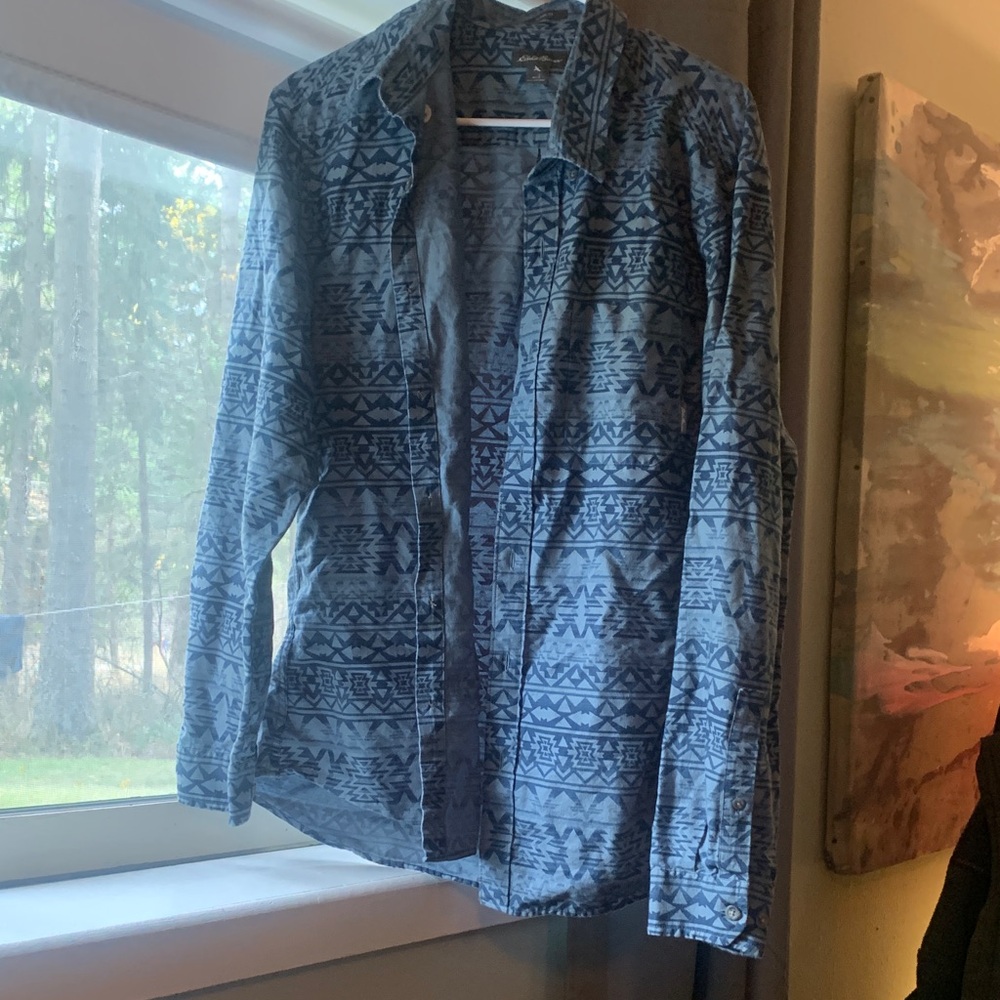 Eddie Bauer Men's Blue Geometric Shirt Jacket